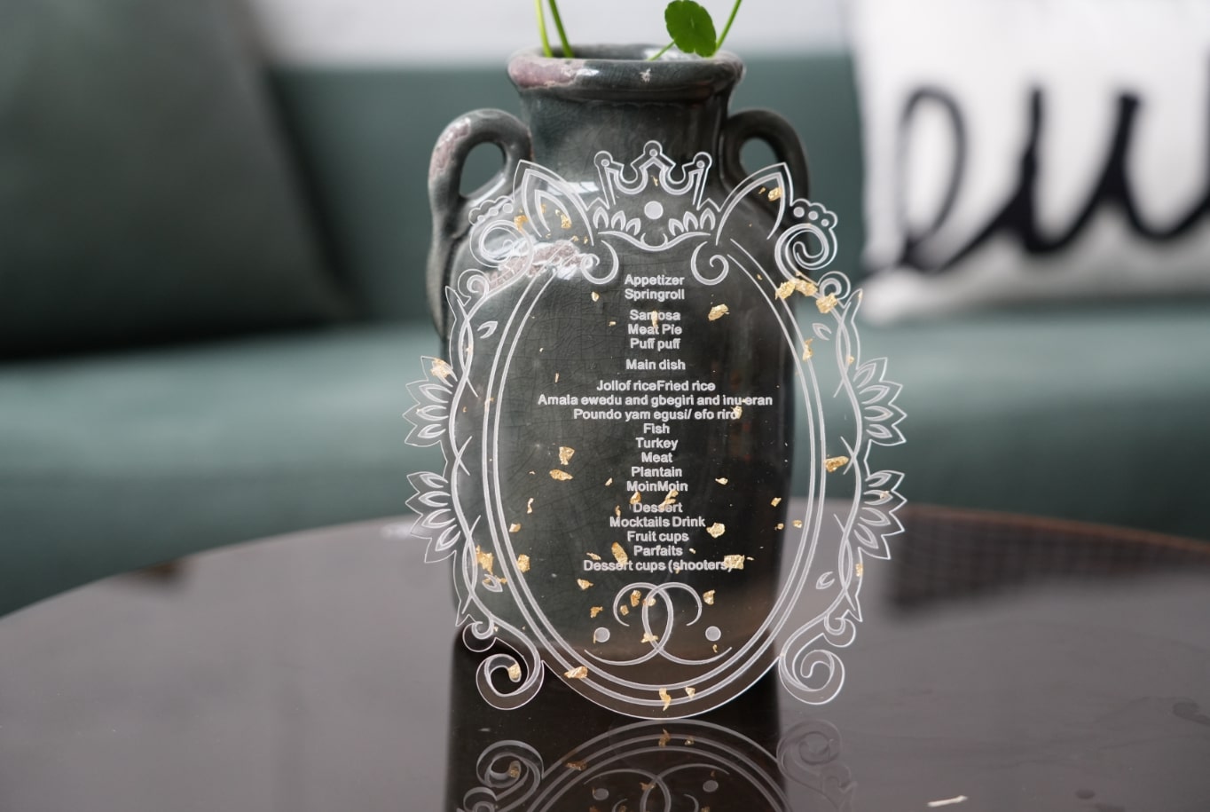Menu de table en acrylique