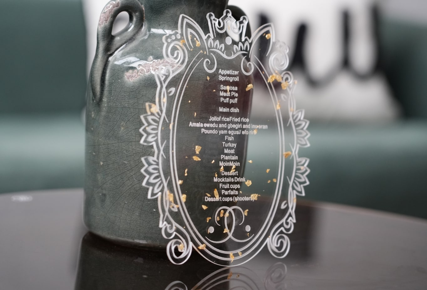 Menu de table en acrylique