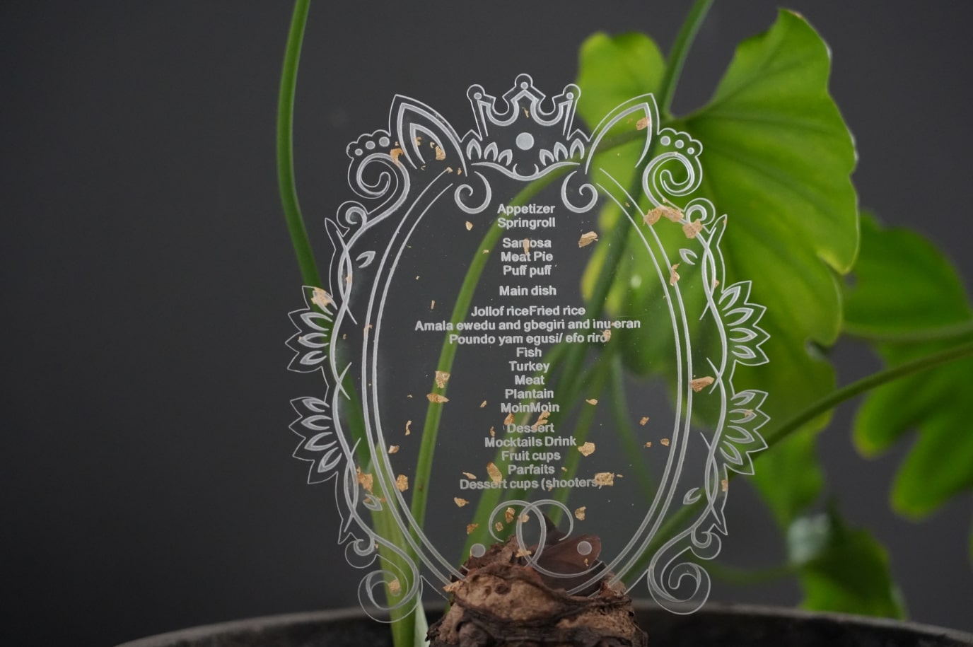 Menu de table en acrylique