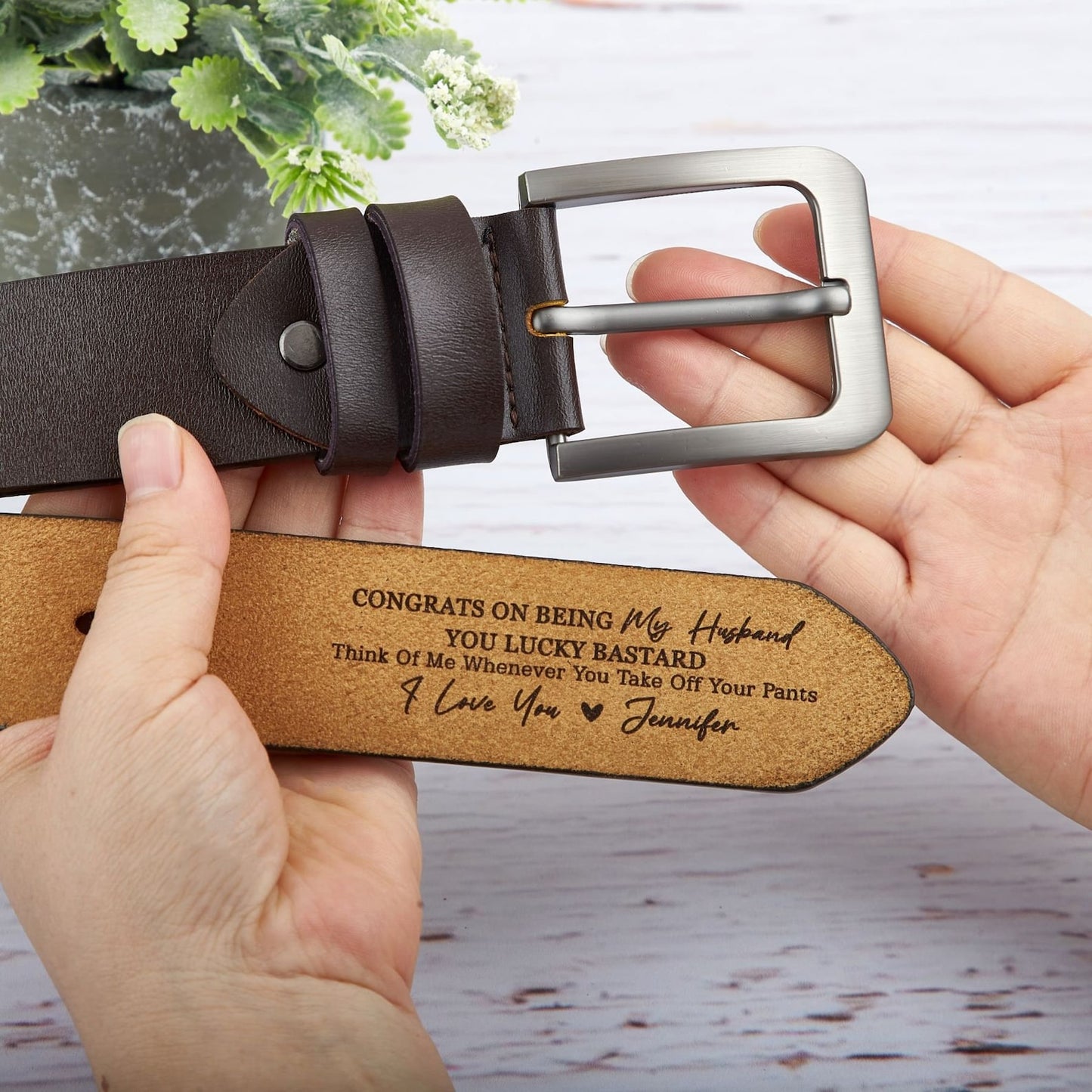 Ceinture gravée personnalisée