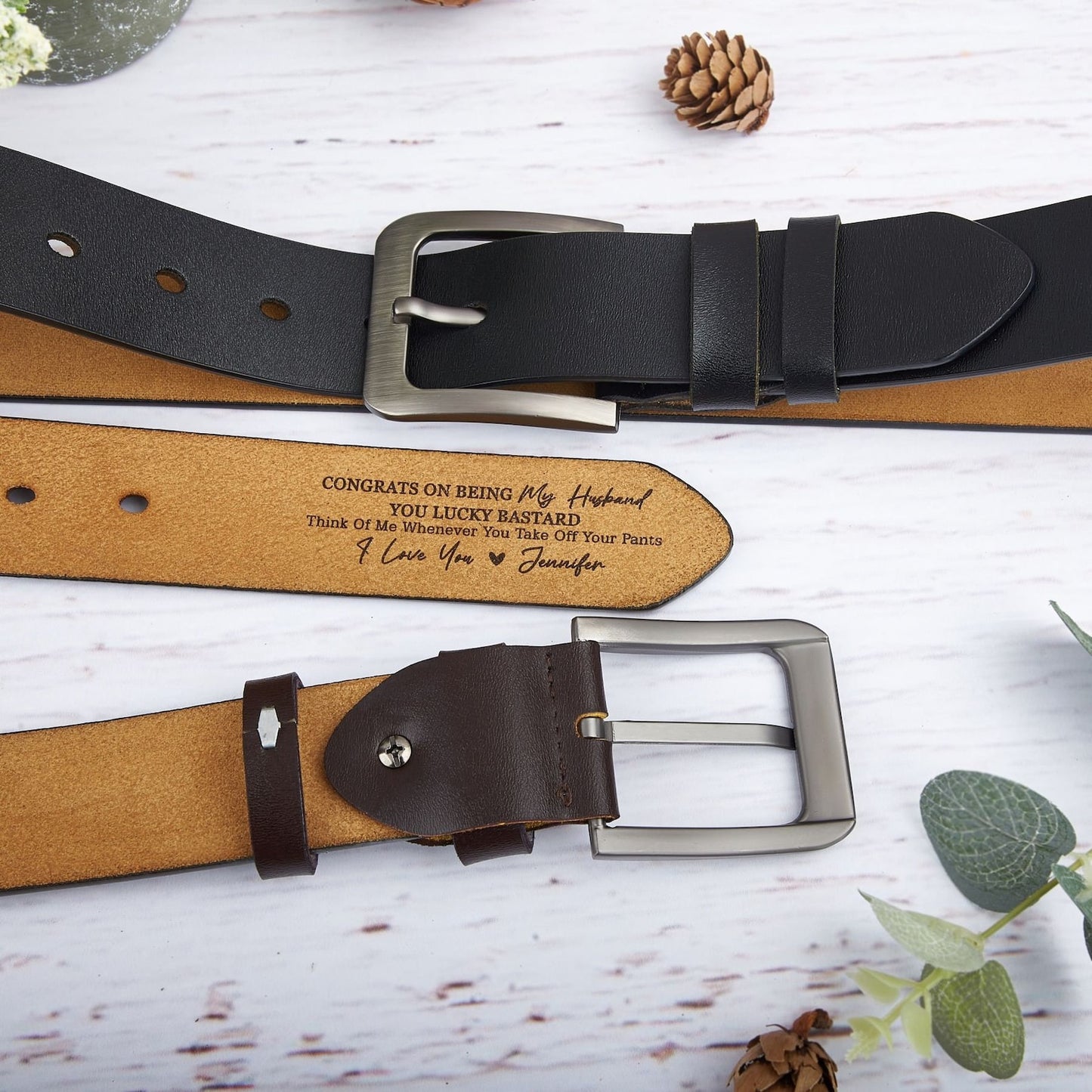 Ceinture gravée personnalisée