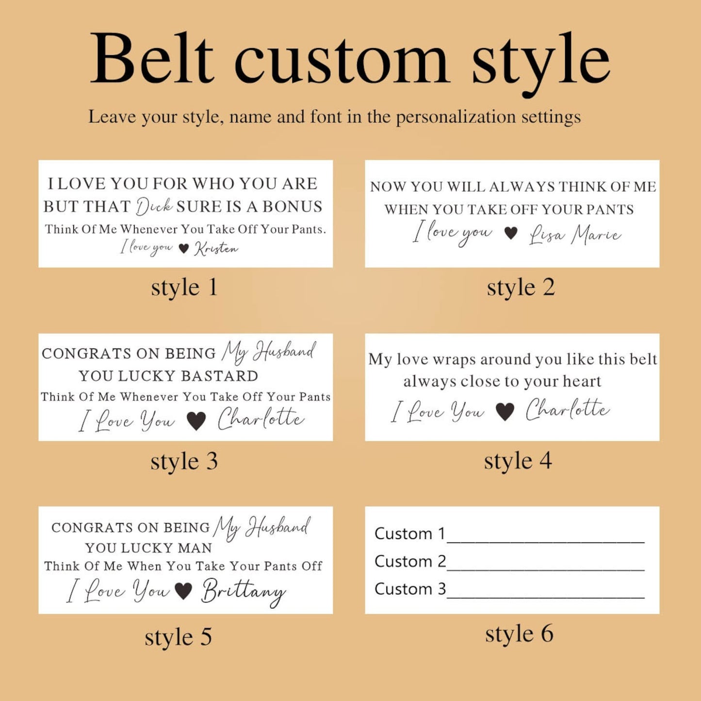 Ceinture gravée personnalisée