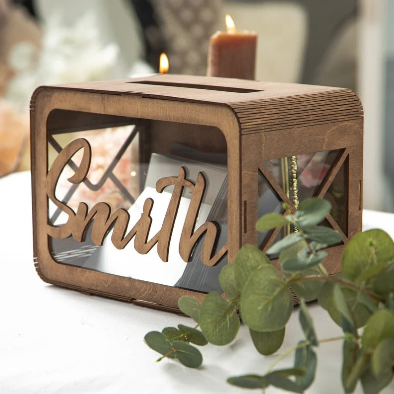 Boîte à cartes de mariage personnalisée