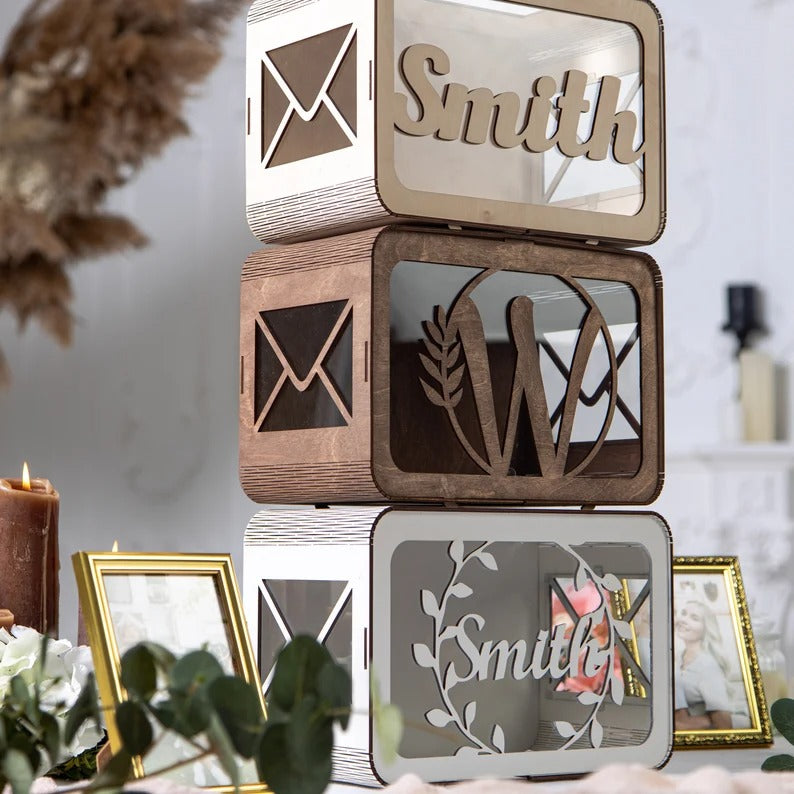 Boîte à cartes de mariage personnalisée