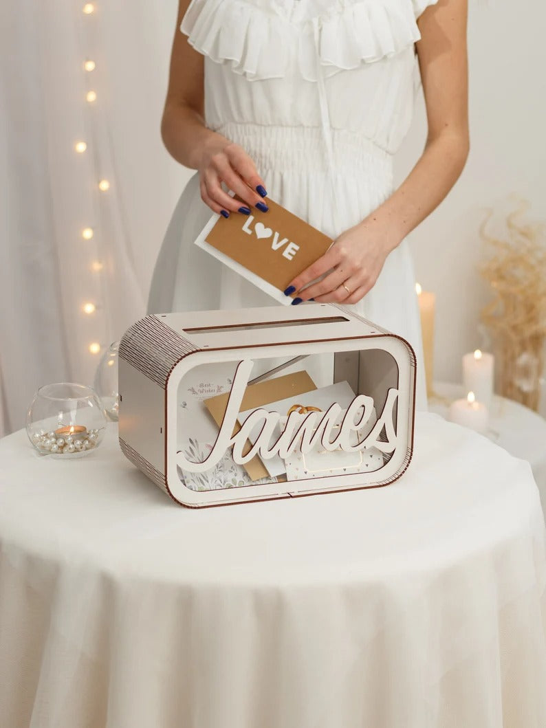 Boîte à cartes de mariage personnalisée