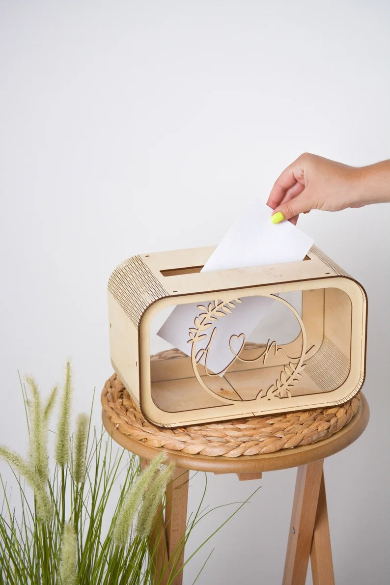 Boîte à cartes de mariage personnalisée