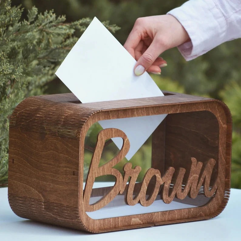 Boîte à cartes de mariage personnalisée