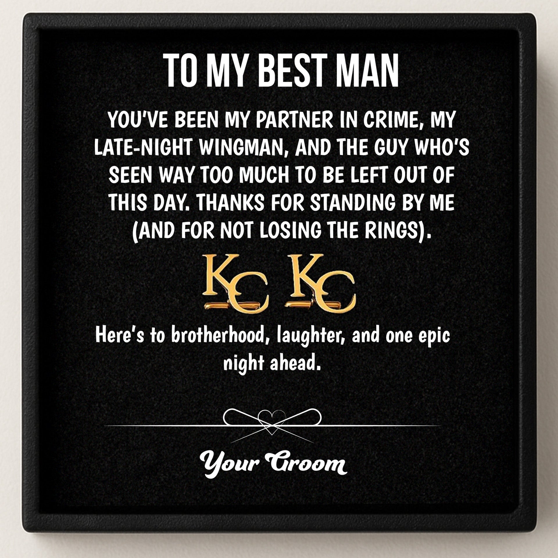 Personalized Initial Cufflinks & Message Keepsake