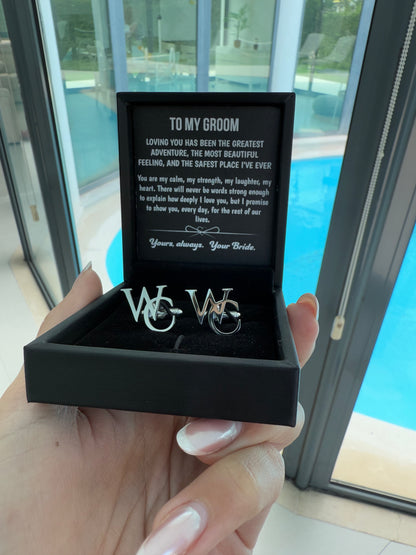 "To My Groom" Initial Cufflinks