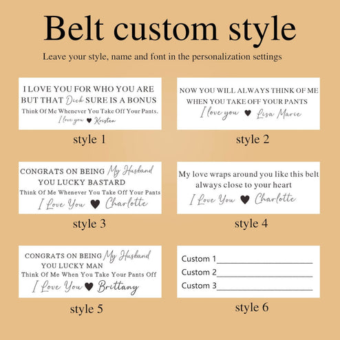 Ceinture gravée personnalisée