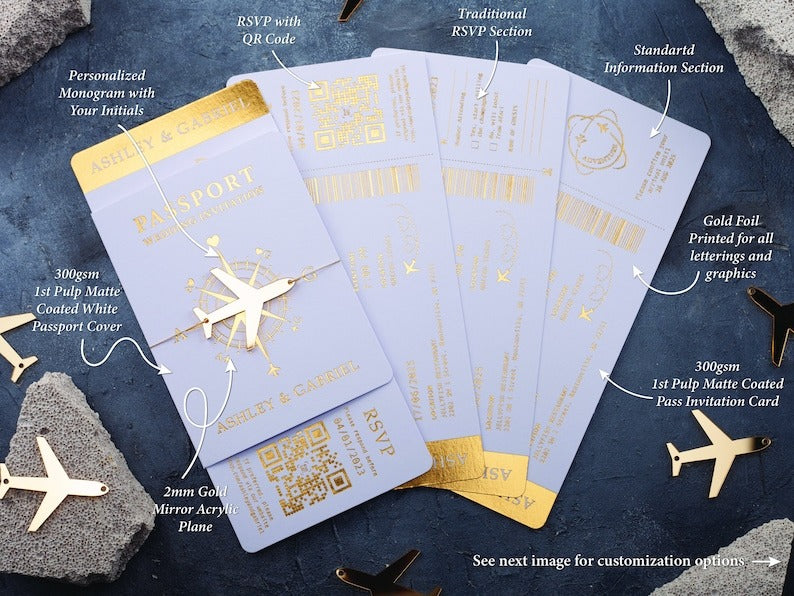 Passeport de voyage, invitation de mariage - Nouveau