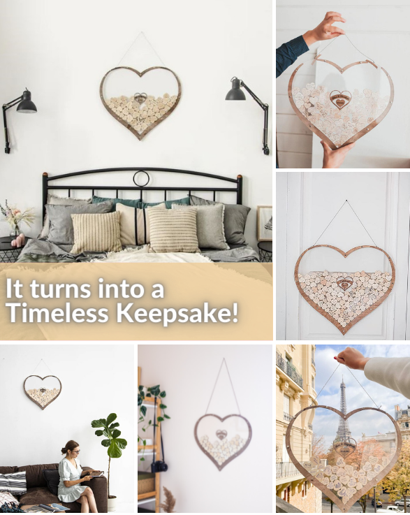 The Wooden Heart Wedding Guest Book + 3 FREE Bonuses