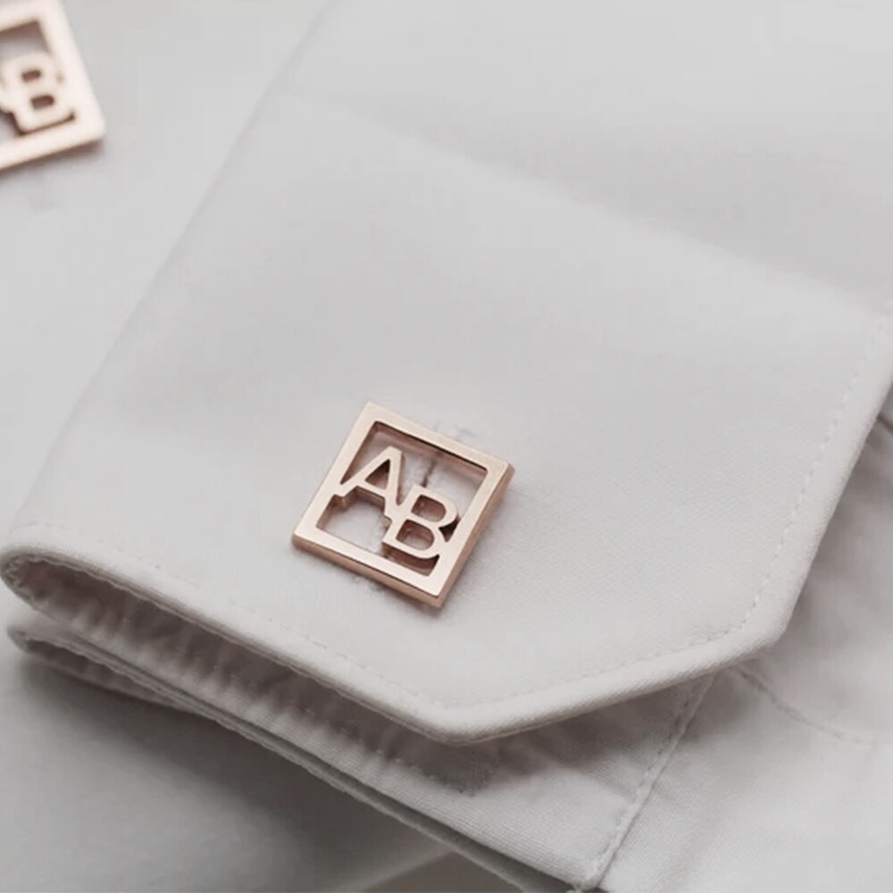Boutons de manchette initiales | Motif encadré