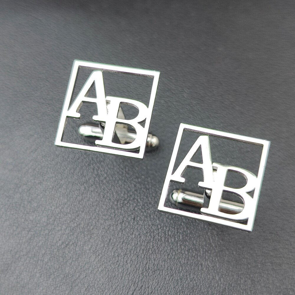 Boutons de manchette initiales | Motif encadré