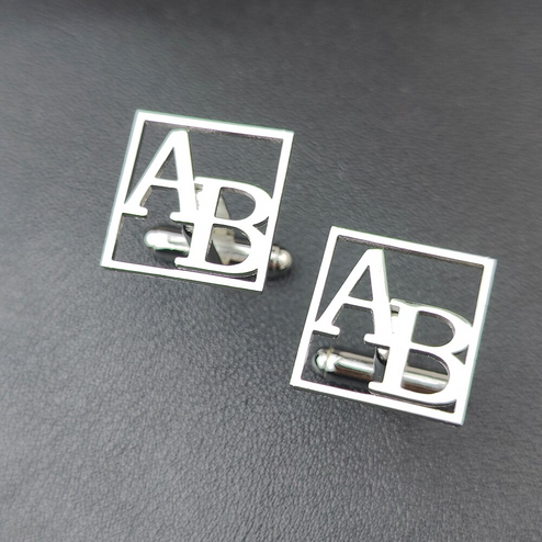 Boutons de manchette initiales | Motif encadré