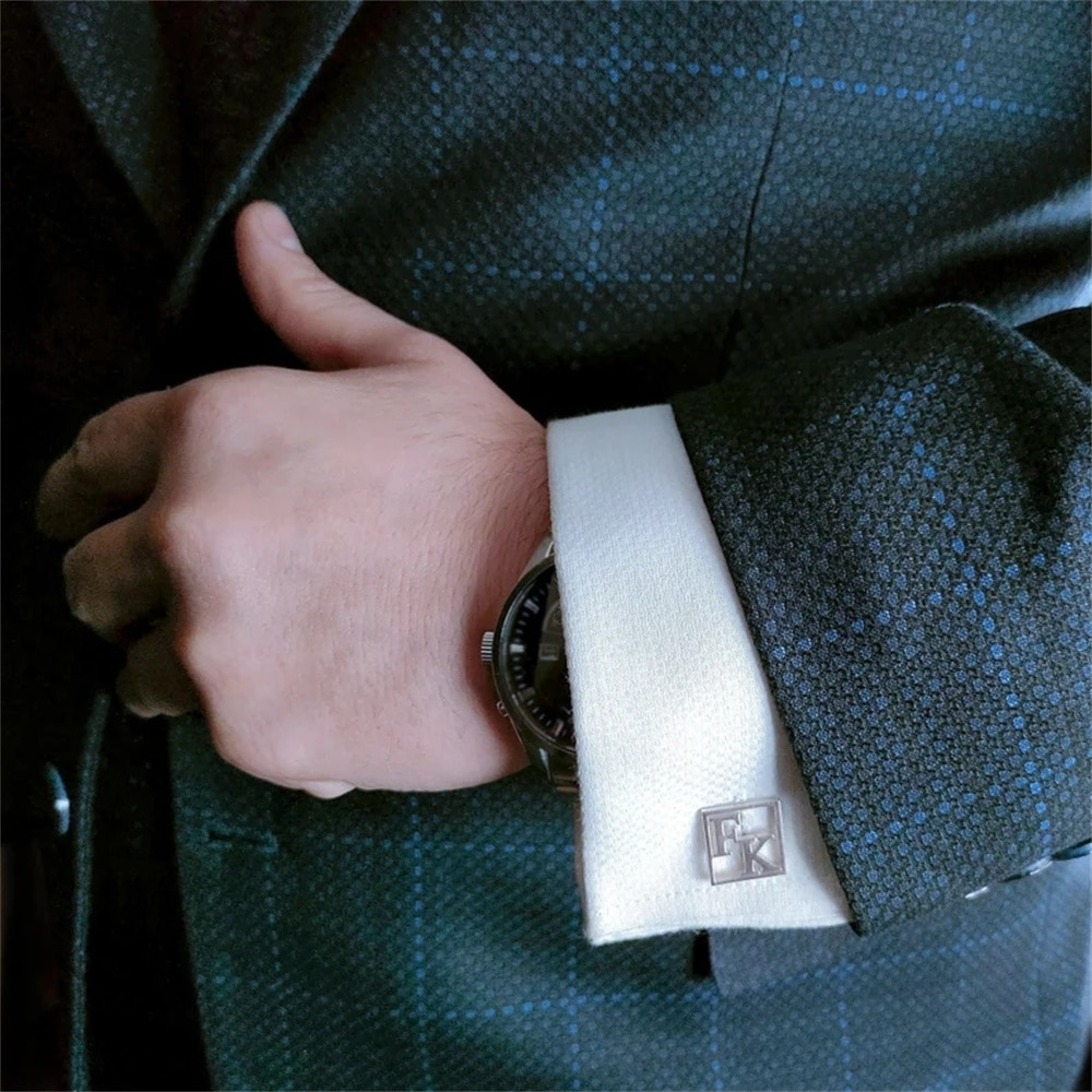 Boutons de manchette initiales | Motif encadré