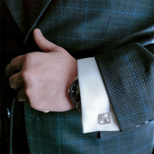 Boutons de manchette initiales | Motif encadré