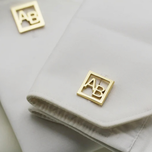 Boutons de manchette initiales | Motif encadré
