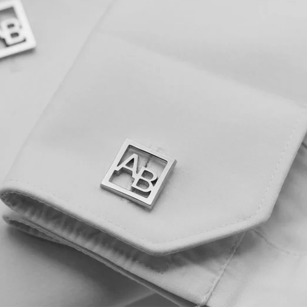 Boutons de manchette initiales | Motif encadré