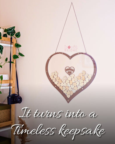 Livre d'or de mariage en forme de cœur en bois