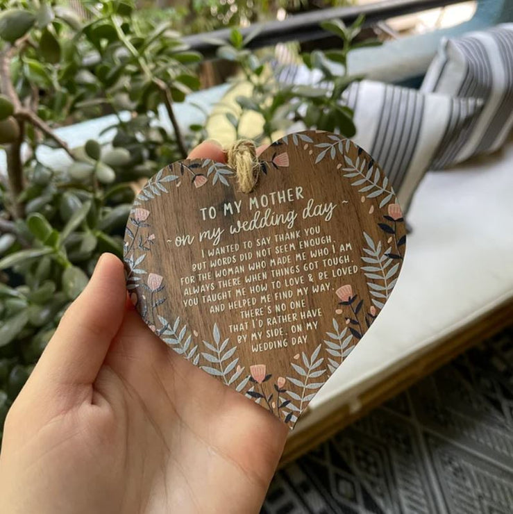 Le jour de mon mariage - Souvenir en forme de cœur en bois