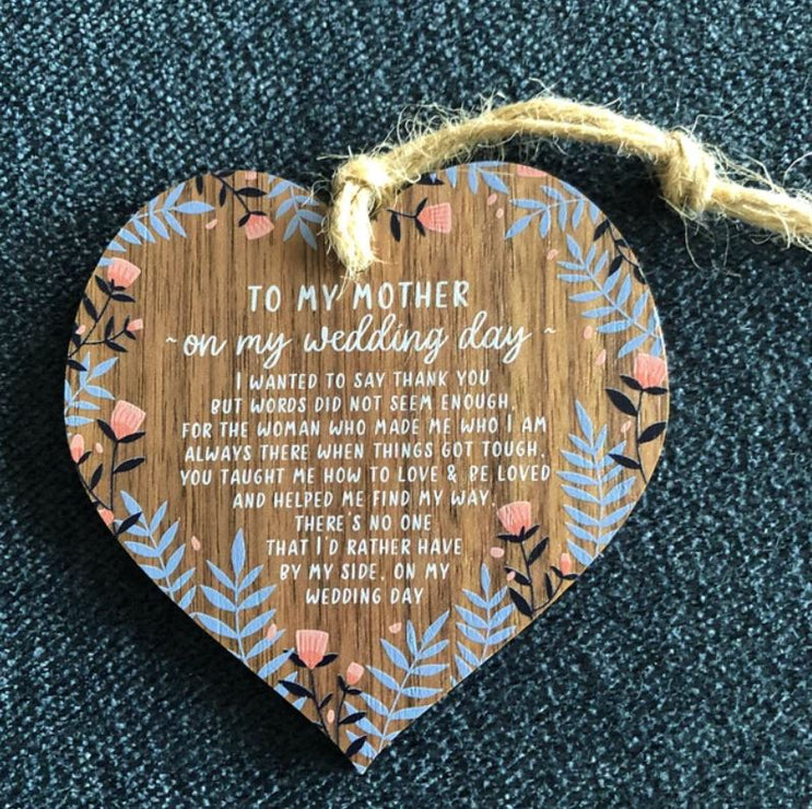 Le jour de mon mariage - Souvenir en forme de cœur en bois