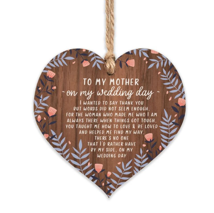 Le jour de mon mariage - Souvenir en forme de cœur en bois