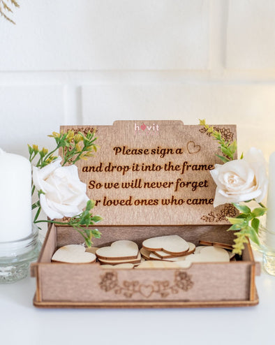 Livre d'or de mariage en forme de cœur en bois