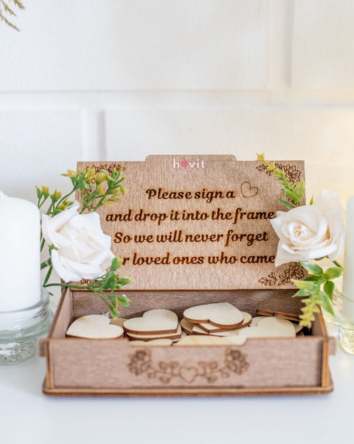 Livre d'or de mariage en forme de cœur en bois