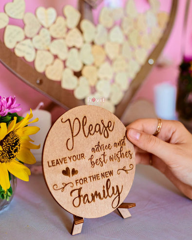 Livre d'or de mariage en forme de cœur en bois