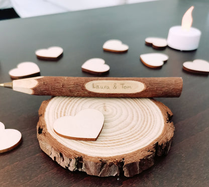 Stylo en bois et tranche