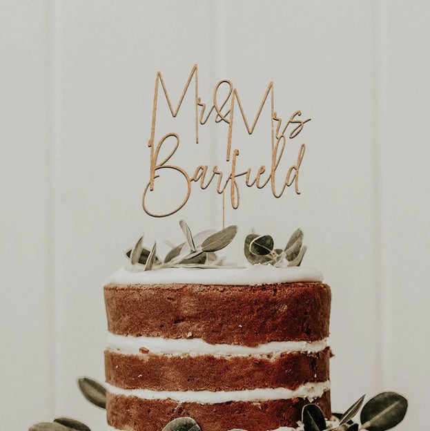 Décoration de gâteau cursive M. et Mme
